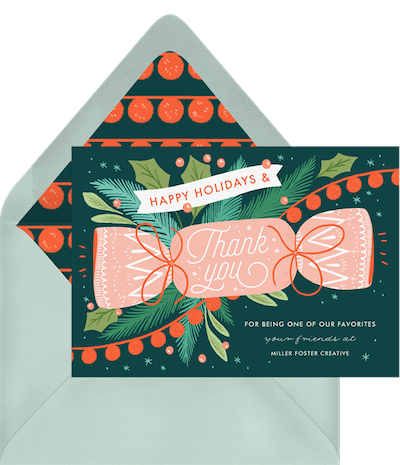 Christmas gift card: Holiday cracker card