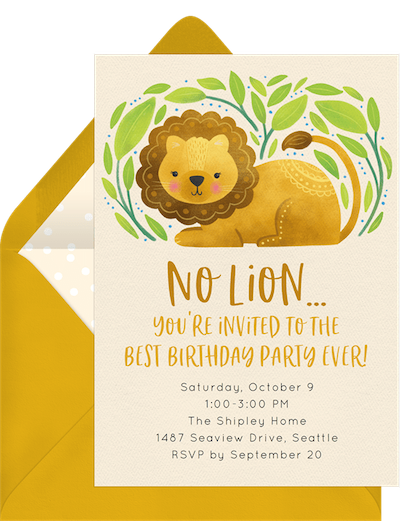 Sweet lion invitation