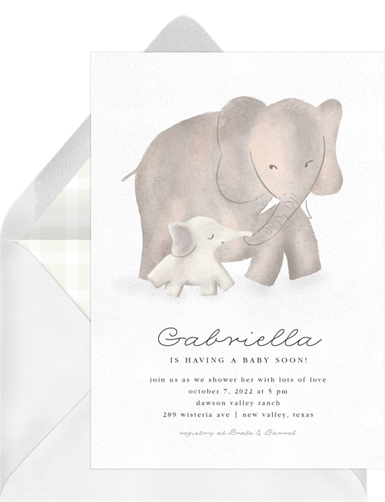 virtual baby shower invitation wording: Mama Elephant Invitation from Greenvelope
