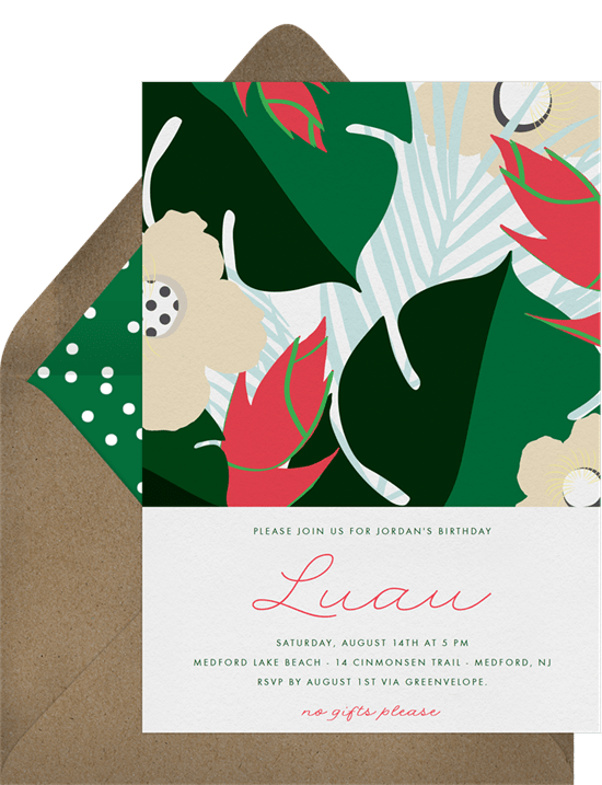 Hawaiian theme party: Luau Party Favors invitation