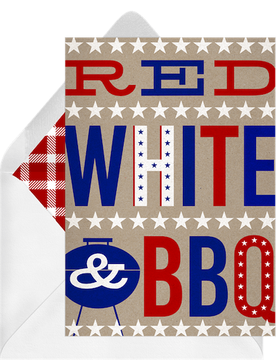 BBQ Invitations: Red White BBQ Invitation