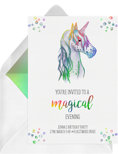 Magical unicorn invitation