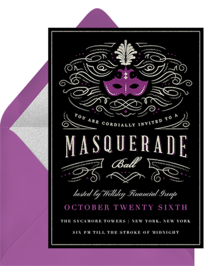 Mardi Gras decorations: Masquerade ball invitation
