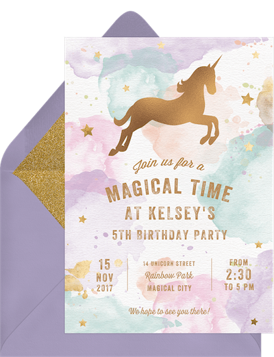 Whimsical unicorn invitation