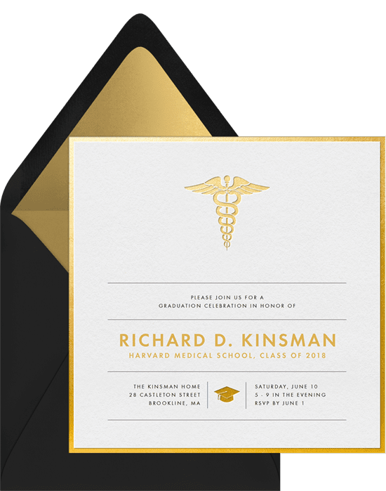 Graduation Invitations: medical grad invitations gold