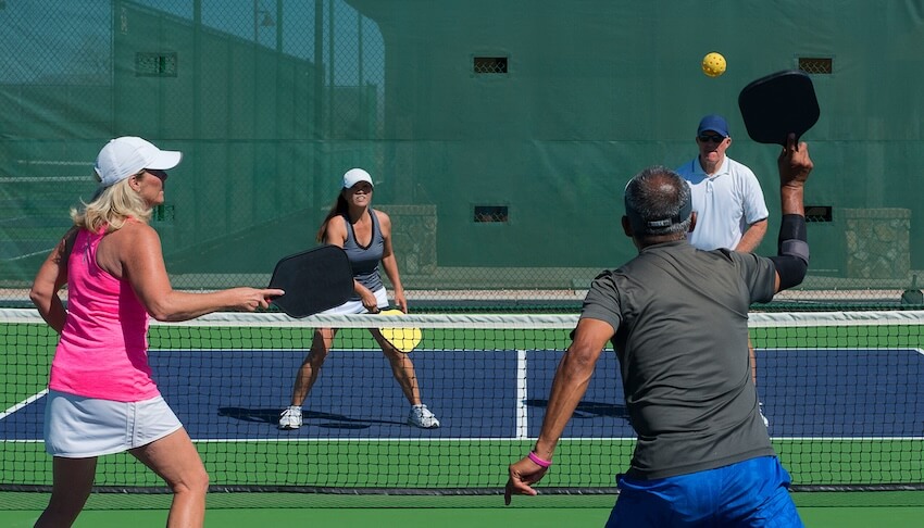 Mixed doubles game in pickleball