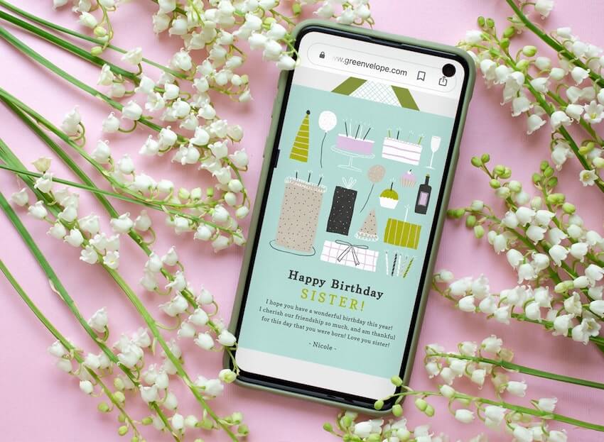 Happy birthday sister: mobile birthday invitation