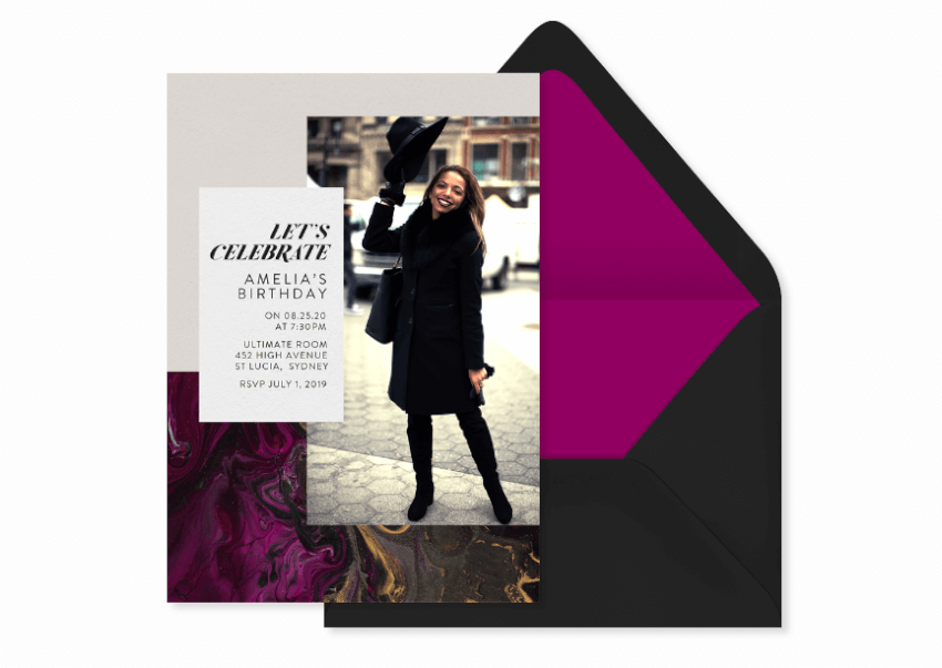 marble birthday party invitation