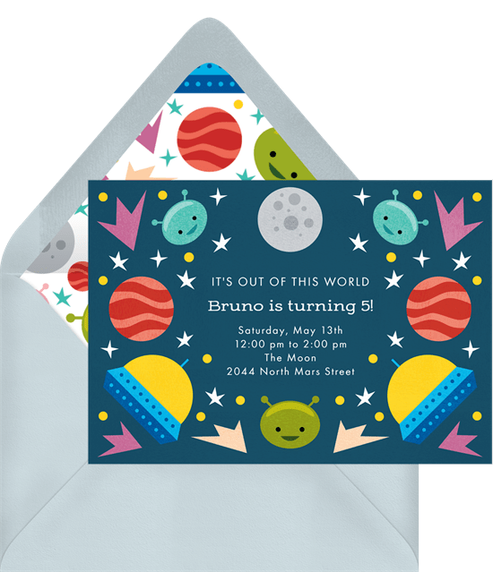 space themed party: outer space party invitation from Greenvelope