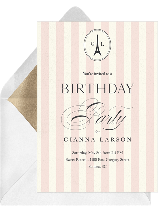 Parisian party theme: Paris Cafe Invitation from Greenvelope