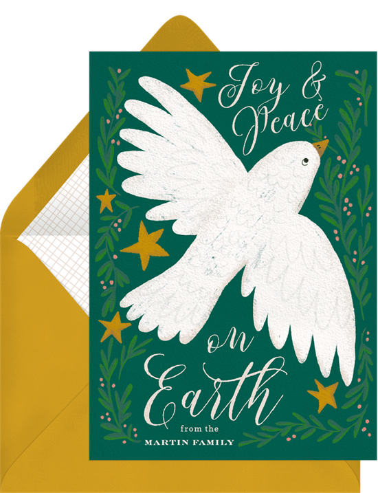 Joy and Peace Christmas card wording from Greenvelope