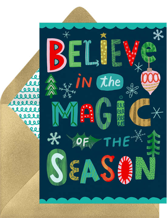 Believe in the magic of the season Christmas card