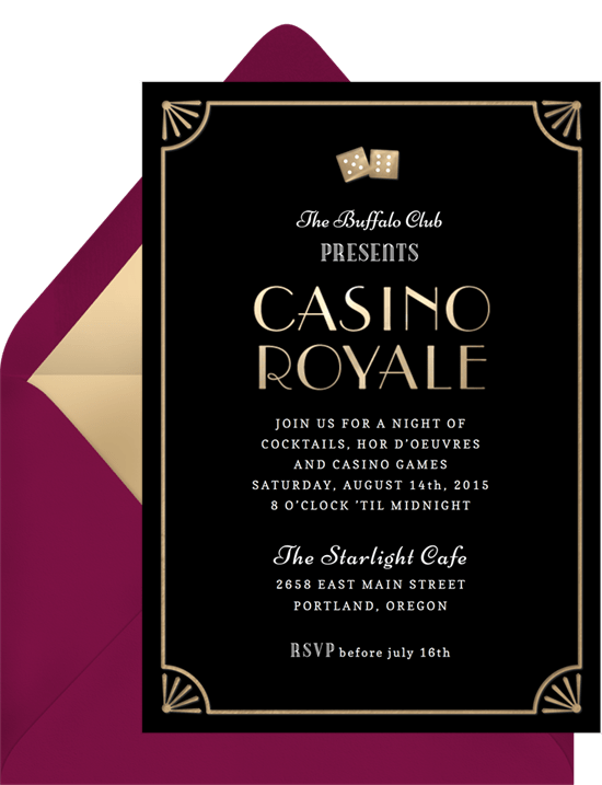 Casino theme party invitation