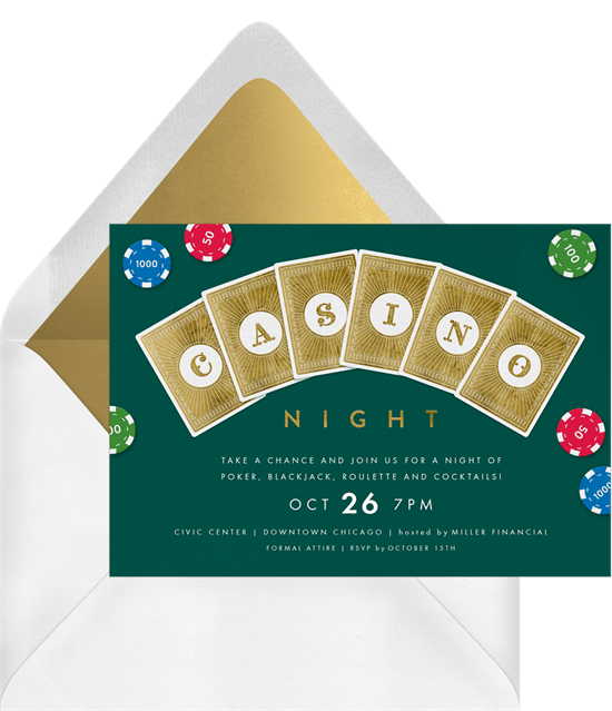 Casino Night theme party invitation