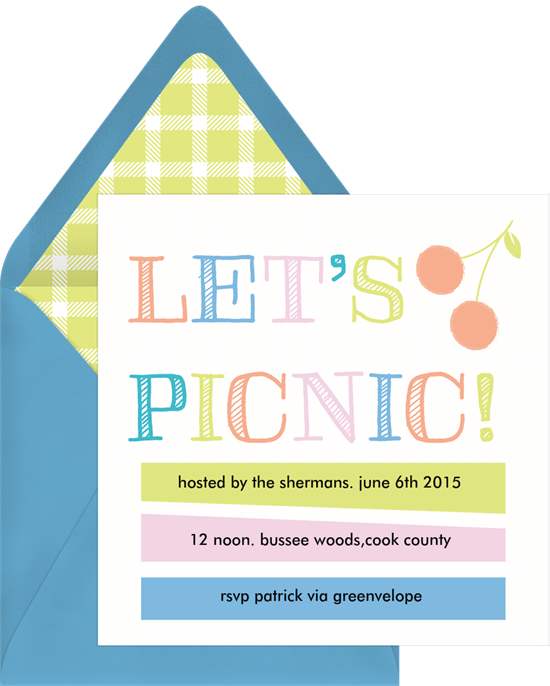 backyard picnic ideas: An invitation for a picnic by Greenvelope