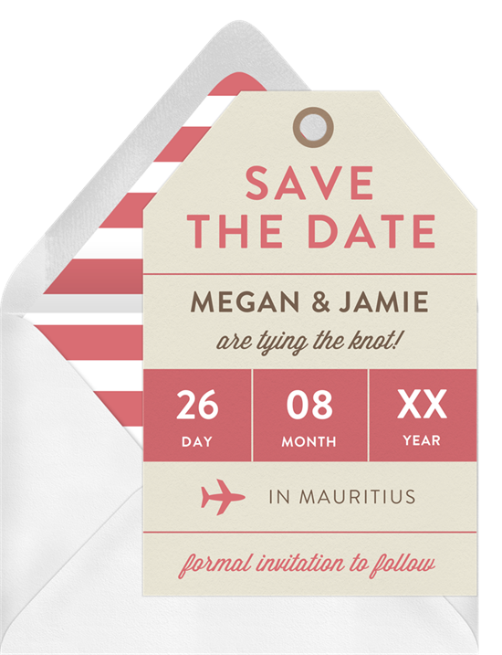 Save the date ideas: the First Class Save the Date design from Greenvelope