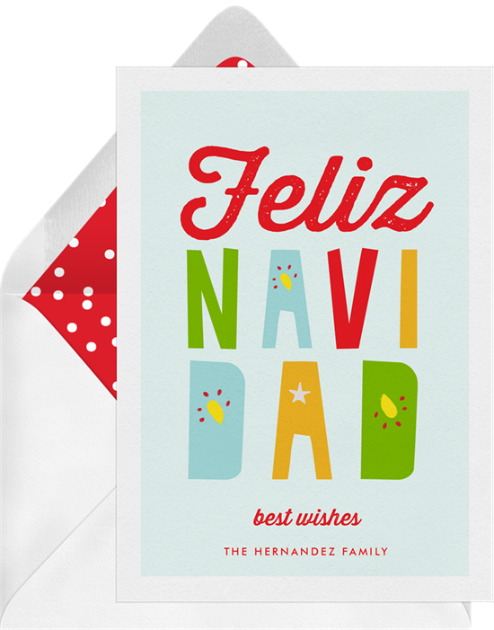 The unique Christmas card design: Festive Feliz Navidad from Greenvelope