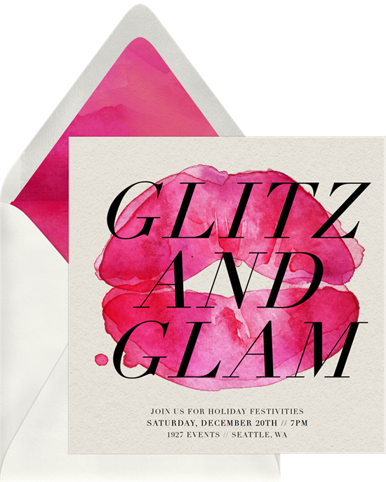 Glitz and glam holiday party invitations