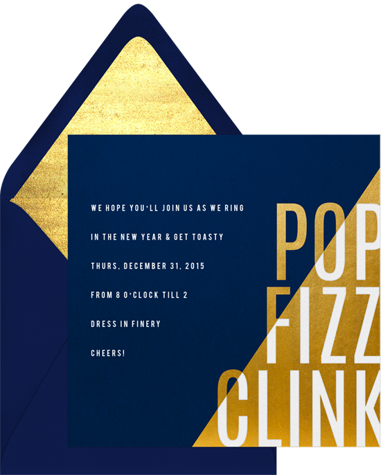 Pop Fizz Contrast New Years Eve Cards from Greenvelope