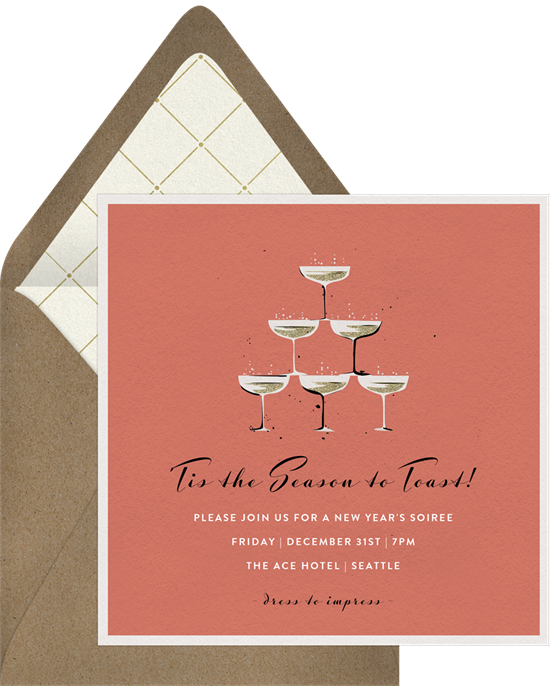 Champagne Tier New Year's Eve Cards from Greenvelope