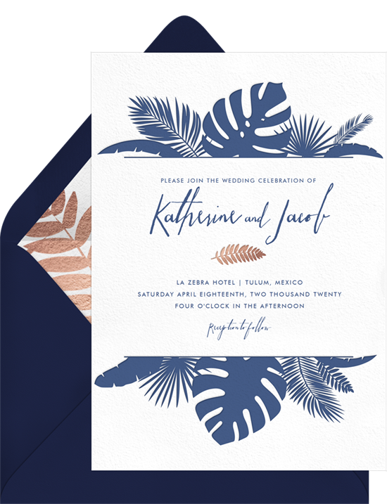 Modern Beach Botanicals formal wedding invitations from Greenvelope