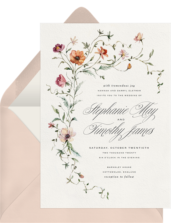 Trailing Blooms formal wedding invitation from Greenvelope