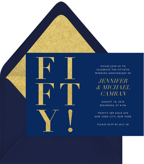Fifty! anniversary invitations from Greenvelope