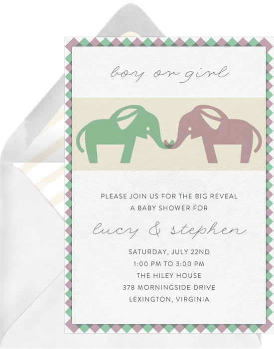 Sweet Elephants baby shower invitations from Greenvelope