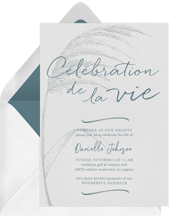 Celebration de la vie Celebration of Life Invitations