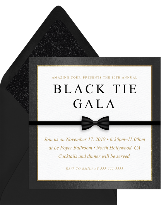 The Black Tie Affair Gala Invitation from Greenvelope