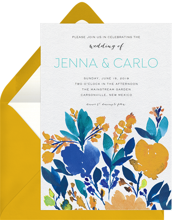 Vibrant Blooms sunflower wedding invitations from Greenvelope