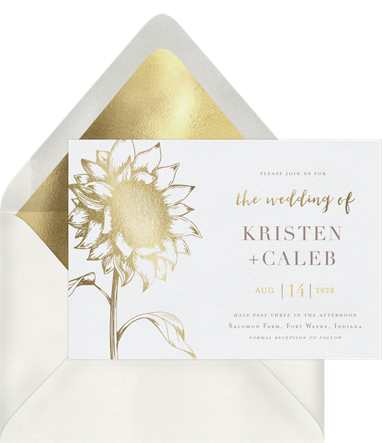 Quintessential Sunflower wedding invitations from Greenvelope