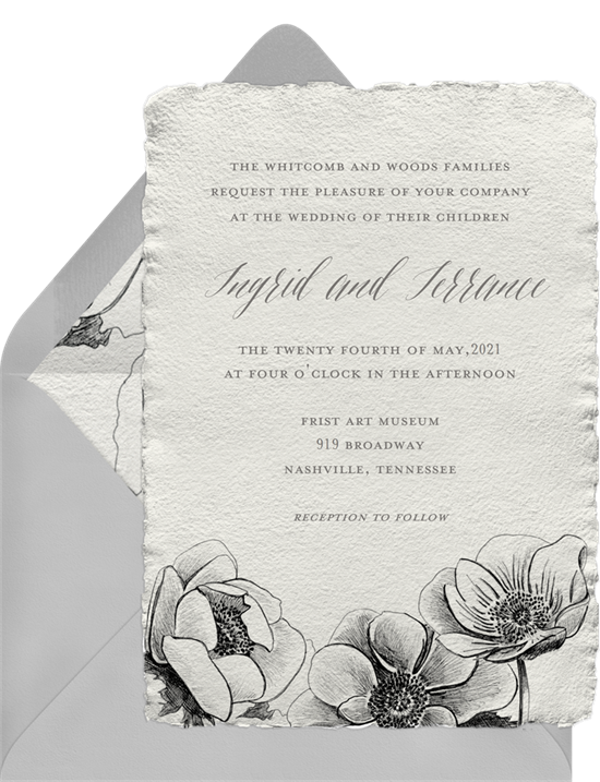 Anemone Blossoms vintage wedding invitations from Greenvelope