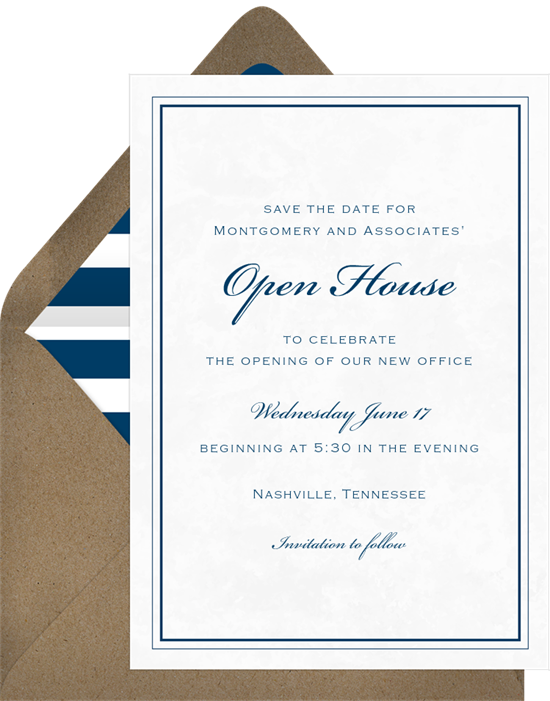 Marble Toast open house invitation from Greenvelope