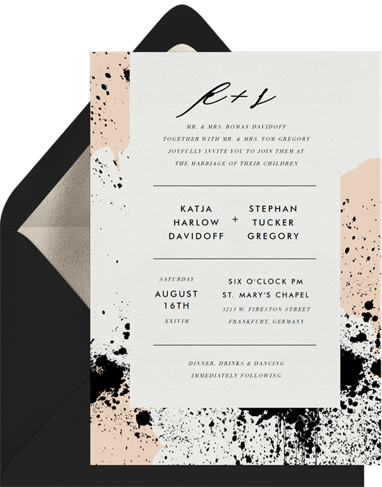 Wedding ceremony script: Scandi Splatter Invitation