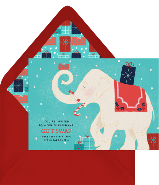 Company Christmas party ideas: An invitation to a white elephant party