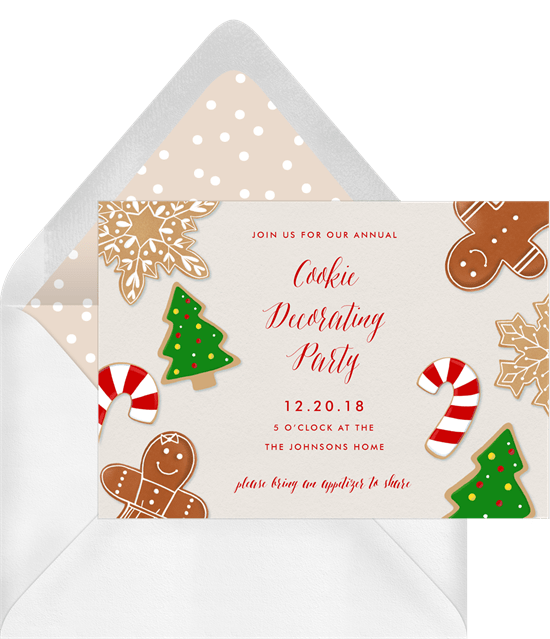 Company Christmas party ideas: An invitation to a cookie decorating party