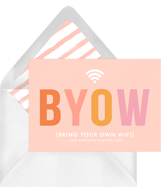 byow virtual party games invite from greenvelope
