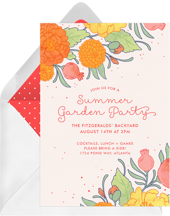 outdoor party games: summer garden party invitation