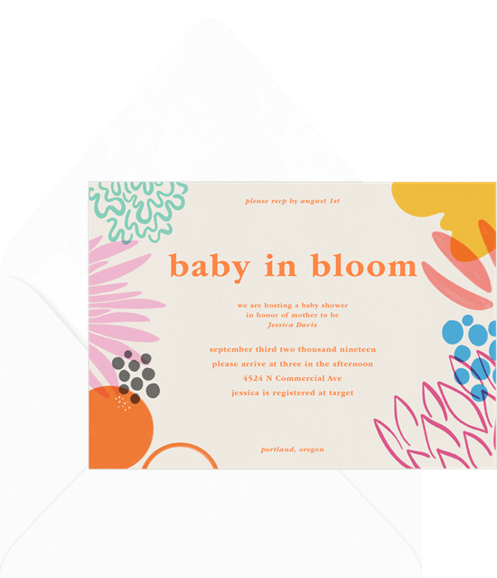 Baby shower invitation wording: Baby In Bloom