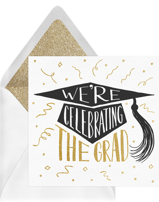 Graduation invitation design with cap and tassel