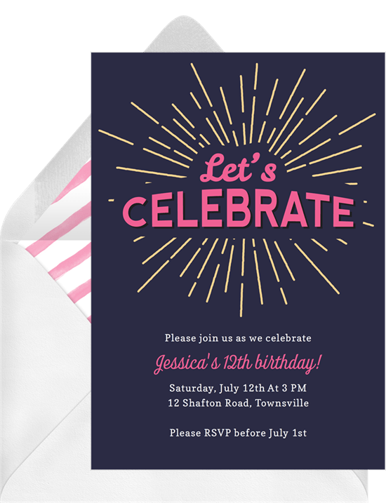 Online invitation: Let's Celebrate