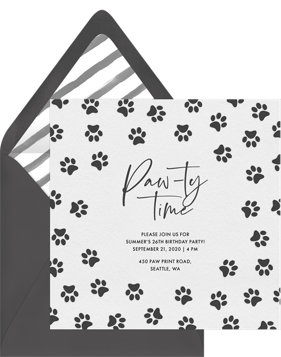 dog birthday party: paw prints invitation by Greenvelope