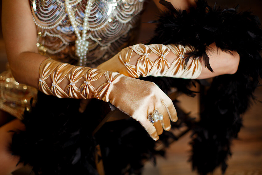 50 and fabulous: person wearing a pair of beige elbow gloves