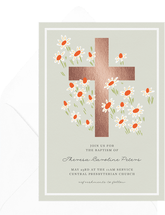 Petite Daisies Baptism Invitation