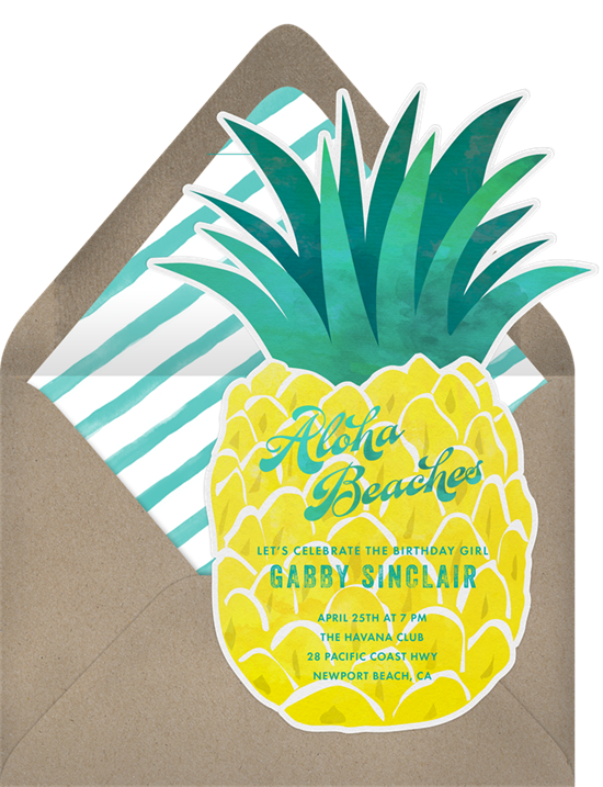 Aloha Beaches pineapple invitation