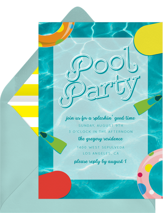 Labor Day party idea: Pool Party Classics Invitation from Greenvelope