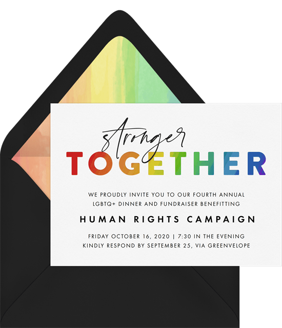 celebrating Pride: fundraiser for LGBTQ+ human rights campaign invitation from Greenvelope