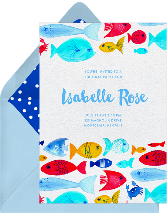 1st birthday invitations: the Razzle Dazzle Fish invitation design from Greenvelope