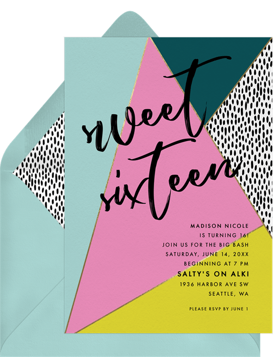 sweet 16th invitation wording: retro themed sweet 16 invitation from Greenvelope